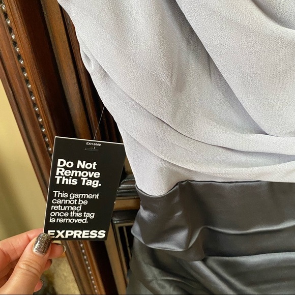 Express Pintucked Surplice Mini Dress | 6 - Picture 7 of 7